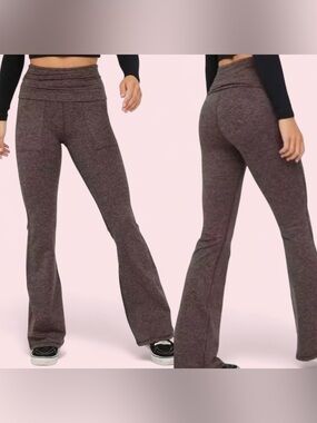 Offline By Aerie The Hugger Foldover Flare Hi Rise Long Inseam Pants Relic Brown